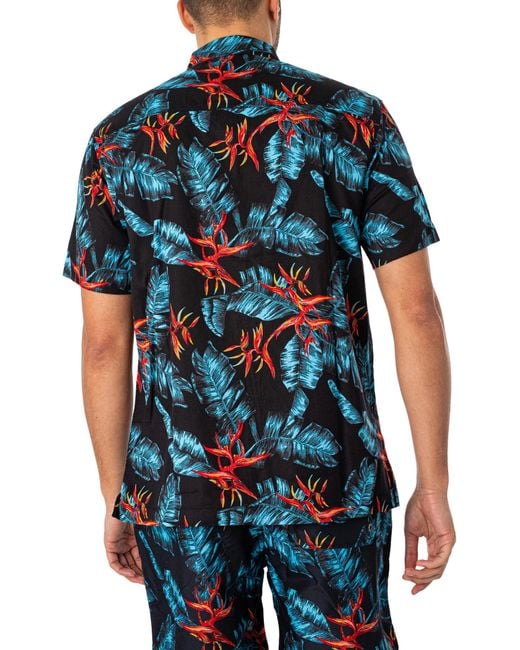 Superdry Blue Hawaiian Short Sleeved Shirt for men