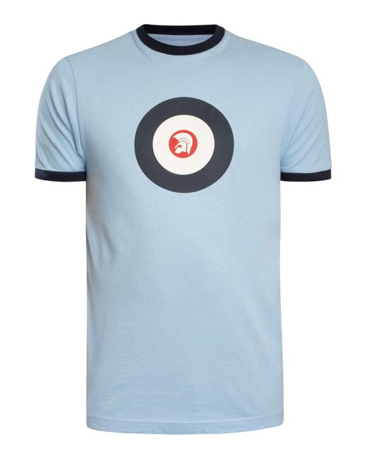 Trojan Blue Target Logo Ringer T-shirt for men