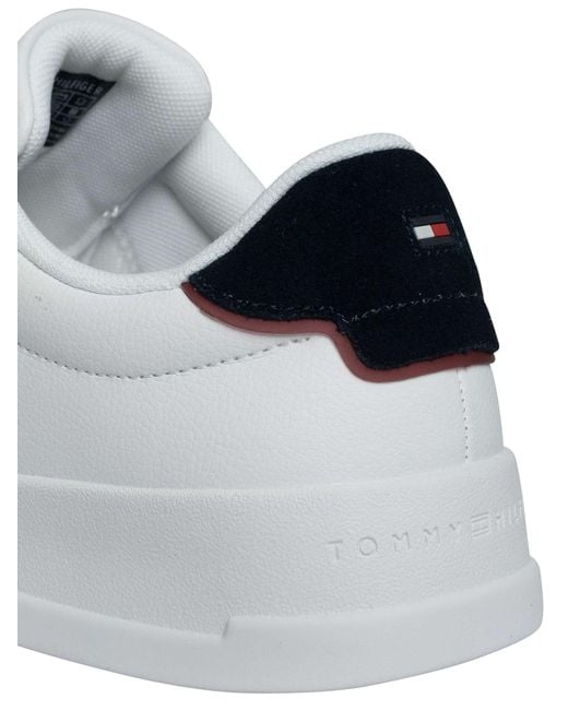 Tommy Hilfiger White Court Leather Detail Essential Trainers for men