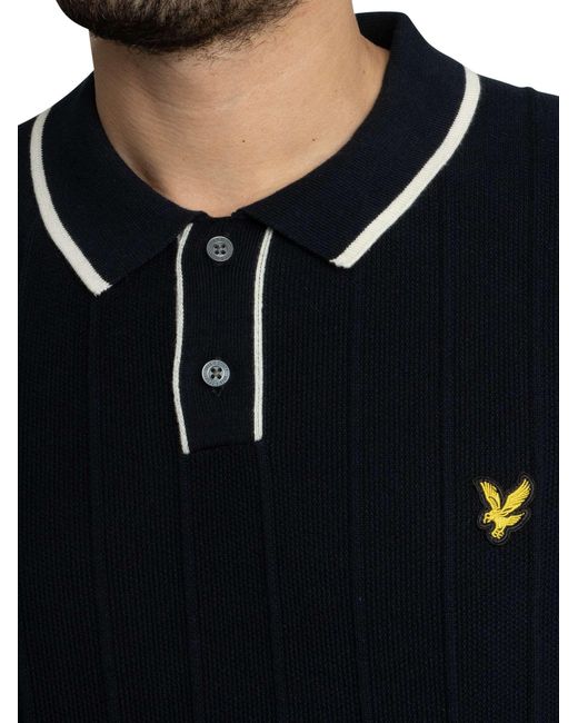 Lyle & Scott Black Tipped Knitted Polo Shirt for men