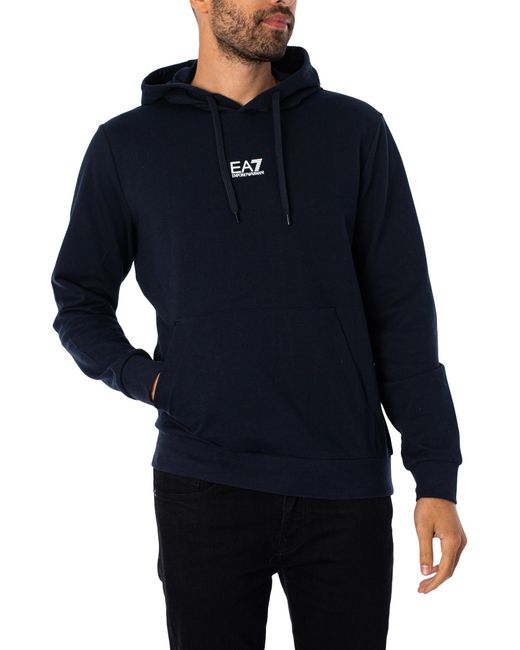 EA7 Blue Jersey Pullover Hoodie for men