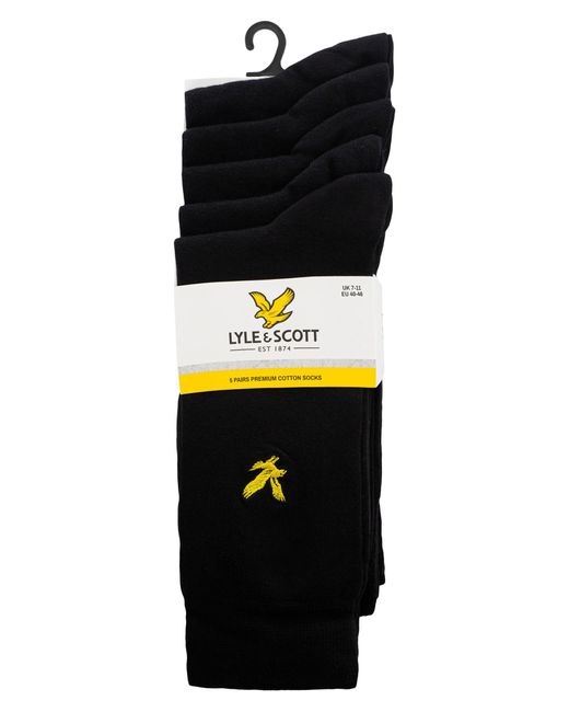 Lyle & Scott Black 5 Pack Liam Premium Socks for men