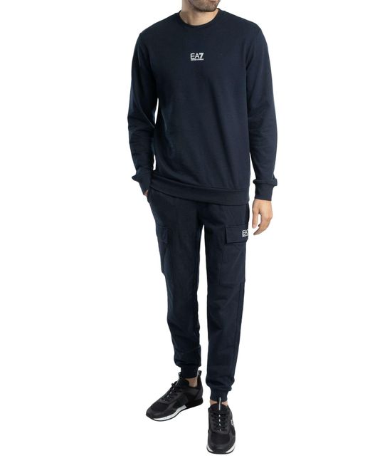 EA7 Blue Regular Logo Sweatshirt for men