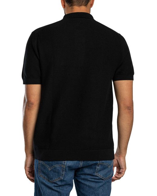 Lacoste Black Knitted Logo Polo Shirt for men