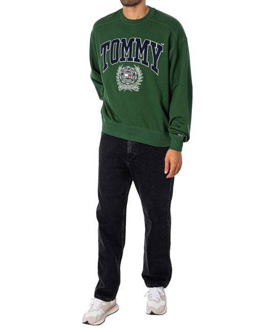 Tommy Hilfiger Green Boxy College Graphic Sweatshirt for men