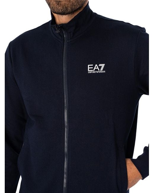 EA7 Blue Chest Logo Zip Tracksuit for men