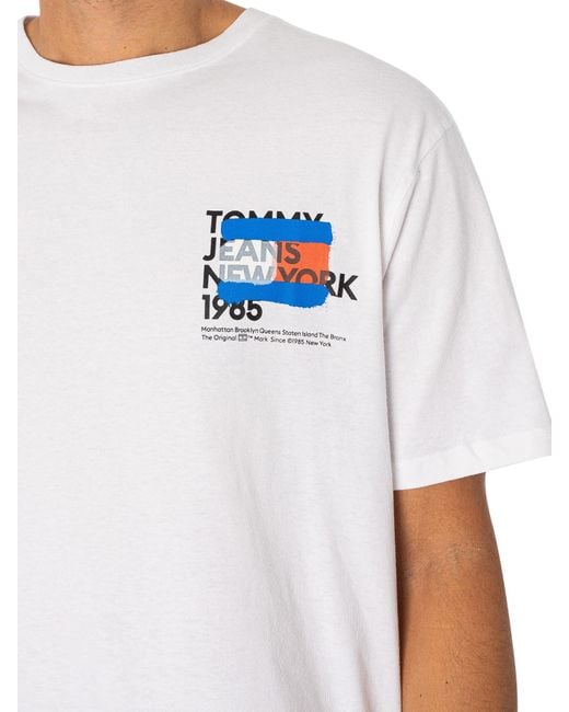 Tommy Hilfiger White Back Ny Graffiti Flag T-shirt for men