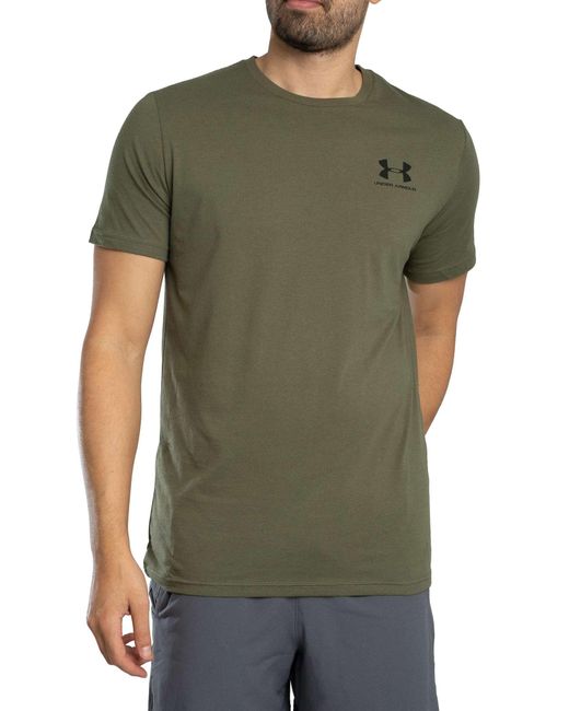 Under Armour Green Loose Left Chest Logo T-shirt for men