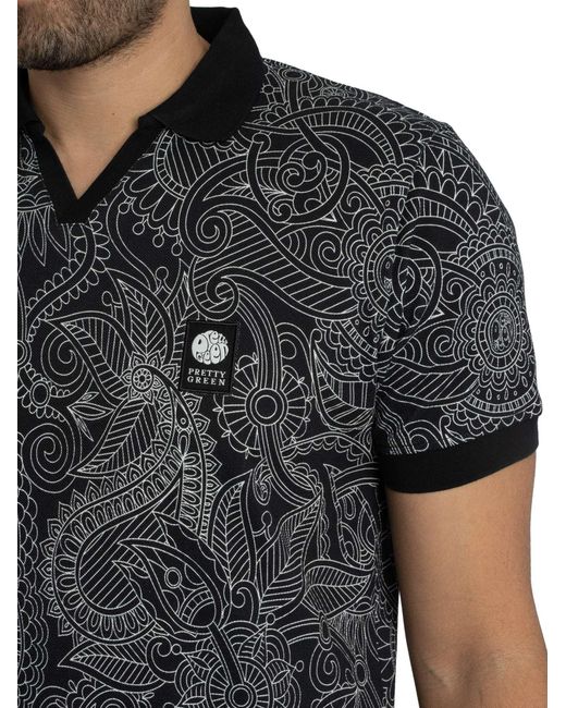 Pretty Green Gray Resonance Linear Polo Shirt for men