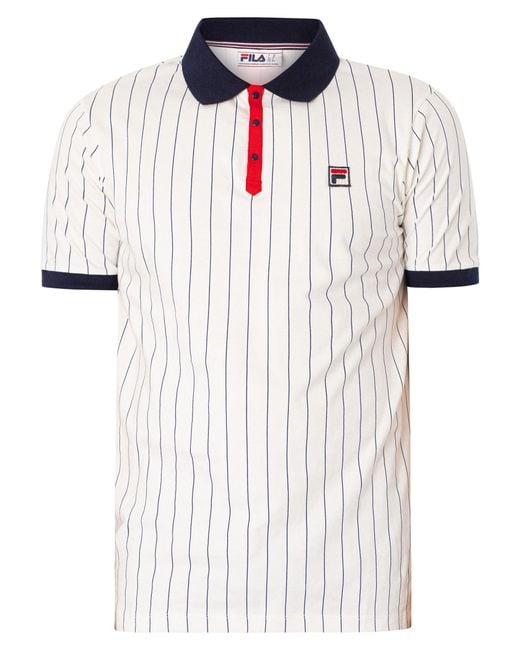 Fila White Classic Vintage Stripe Polo Shirt for men