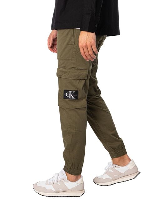 Calvin Klein Green Skinny Washed Cargo Trousers for men