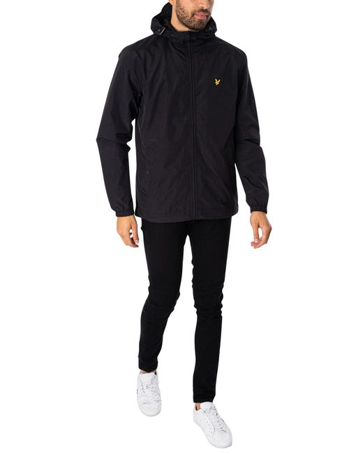 Lyle & Scott Black Zip Through Hooded Jacket for men