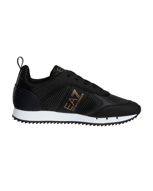 EA7 Black Carbon Mesh Logo Trainers for men
