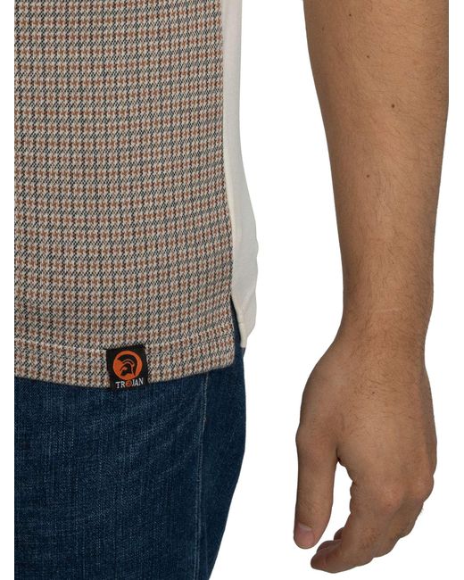 Trojan Gray Mini Houndstooth Zip Panel Polo Shirt for men