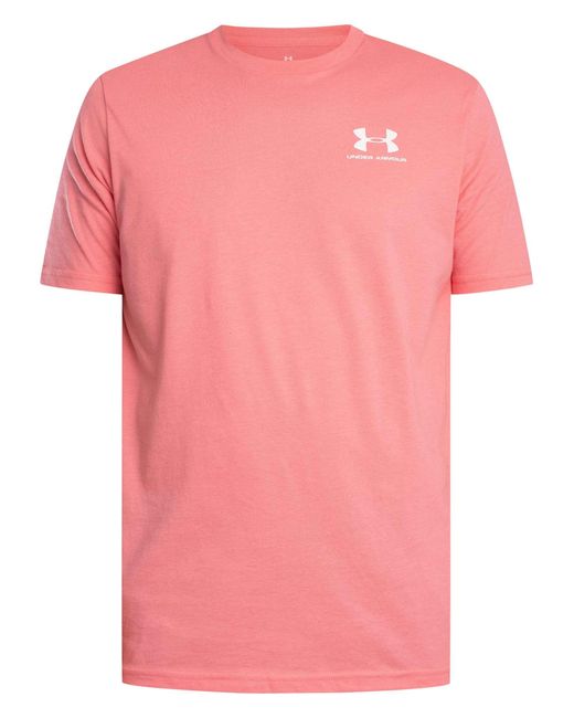 Under Armour Pink Loose Left Chest Logo T-shirt for men