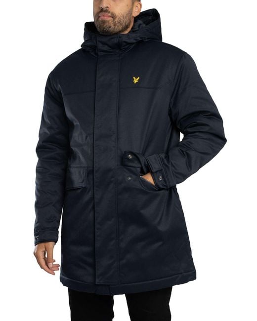 Lyle & Scott Blue Padded Parka Jacket for men