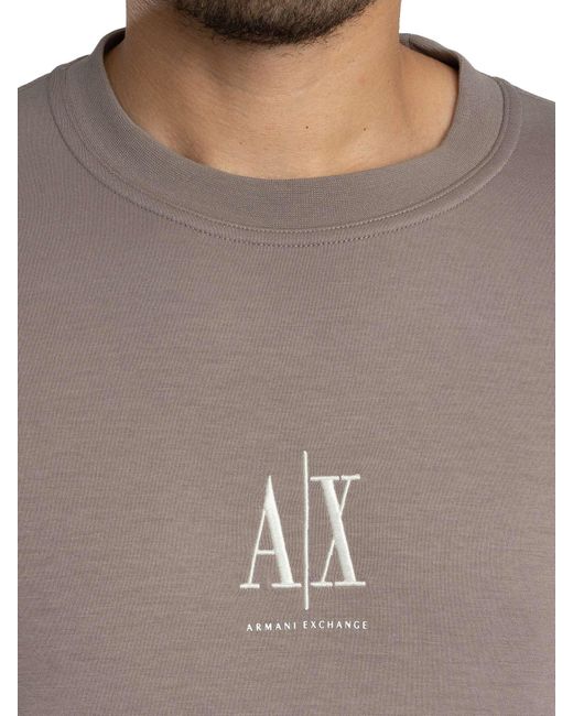 ARMANI EXCHANGE Gray Embroidered Centre Logo Sweatshirt for men