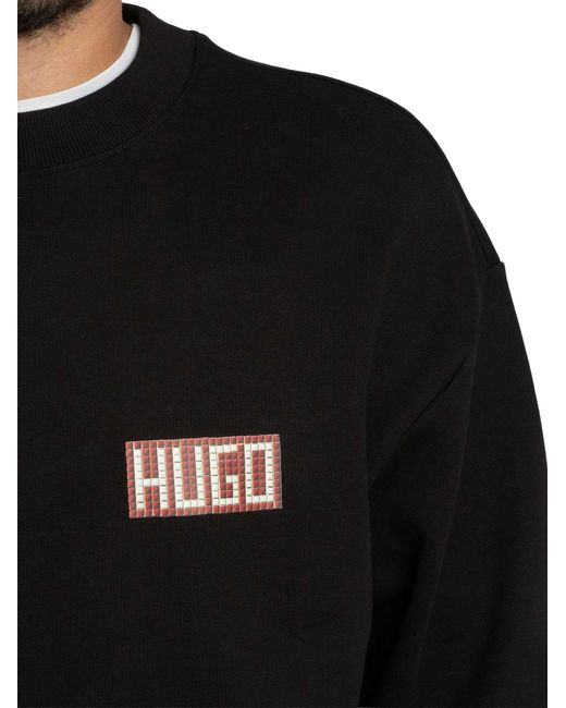 HUGO Black Durec Back Graphic Sweatshirt for men