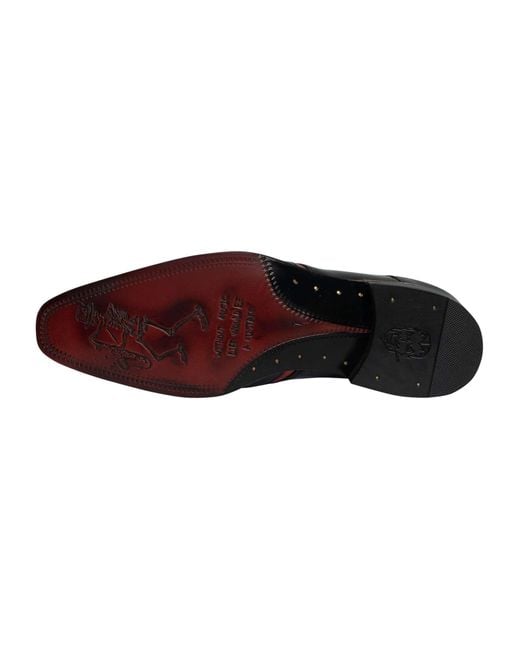 Jeffery West Black Derby Leather Shoes for men