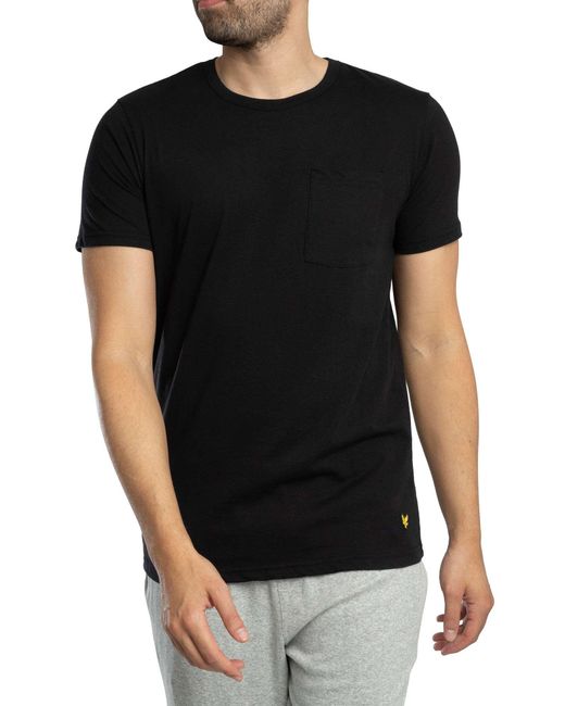 Lyle & Scott Black Basic 2 Pack Pocket T-shirt for men