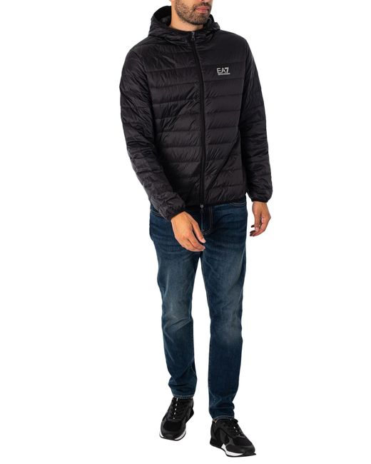 EA7 Black Woven Down Jacket for men