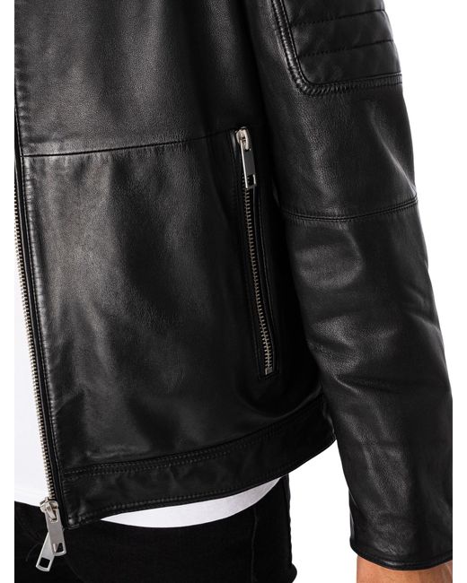 Antony Morato Black Slim Fit Leather Jacket for men