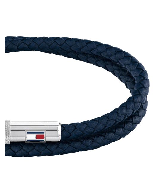 Tommy Hilfiger Blue Leather Wrap Bracelet for men