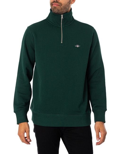 Gant Green Regular Shield Half Zip Sweatshirt for men