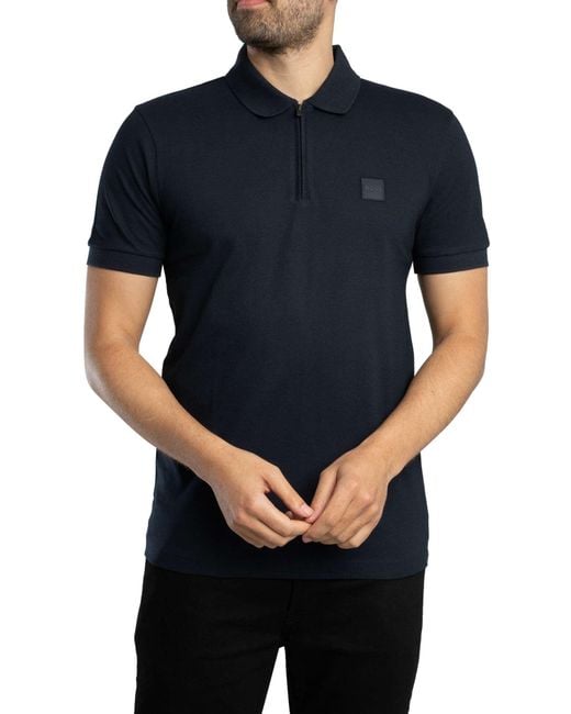 Boss Blue Passerzip Polo Shirt for men