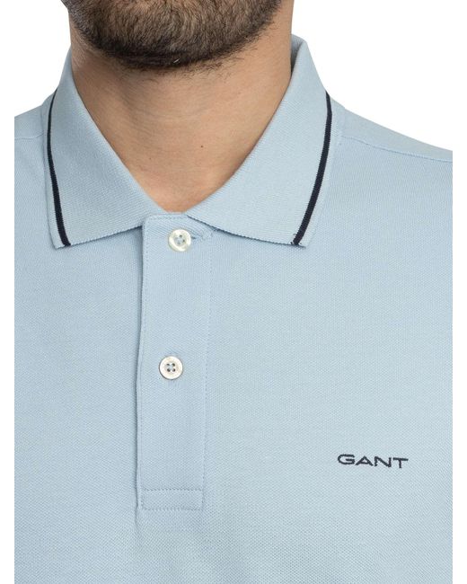 Gant Blue Tipping Pique Polo Shirt for men