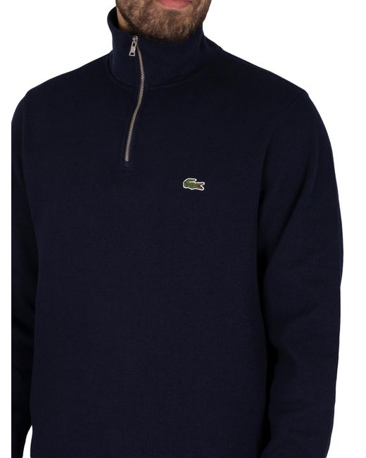 Lacoste Blue Zip Collar Sweatshirt for men