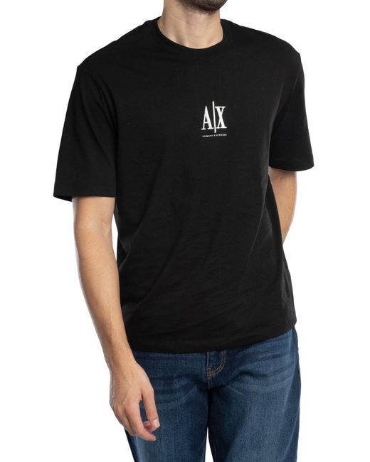 ARMANI EXCHANGE Black Centre Logo T-shirt for men