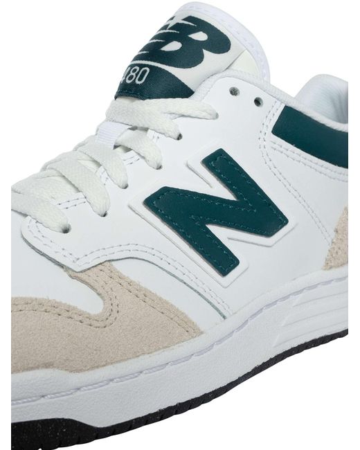 New Balance White 480 Leather Trainers for men