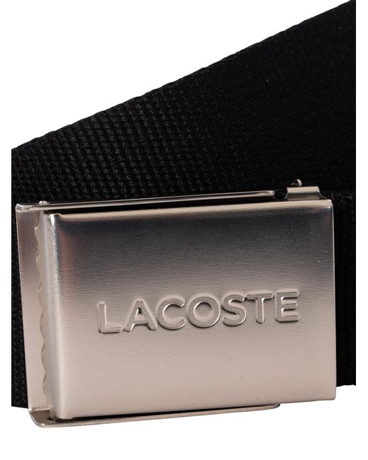 Lacoste Black Engraved Buckle Woven Belt for men