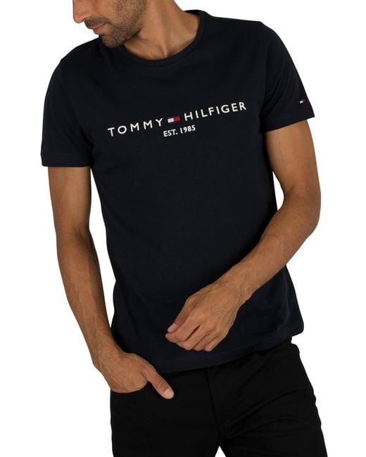 Tommy Hilfiger Logo T-shirt in Black for Men | Lyst Canada