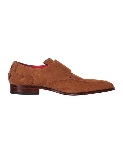 Jeffery West Brown Suede Monk Shoes for men