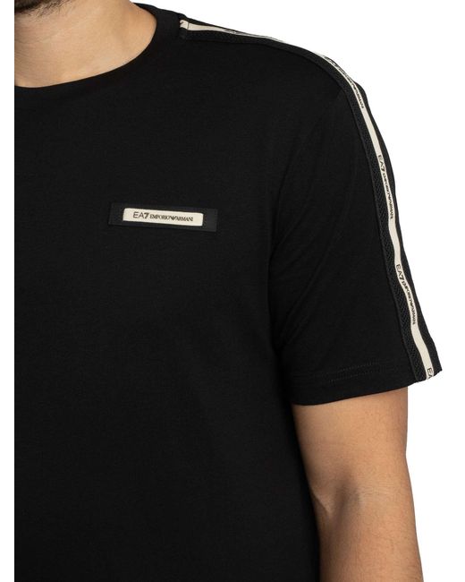 EA7 Black Logo Tape T-shirt for men