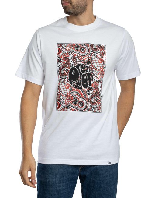 Pretty Green White Resonance Box Logo T-shirt for men