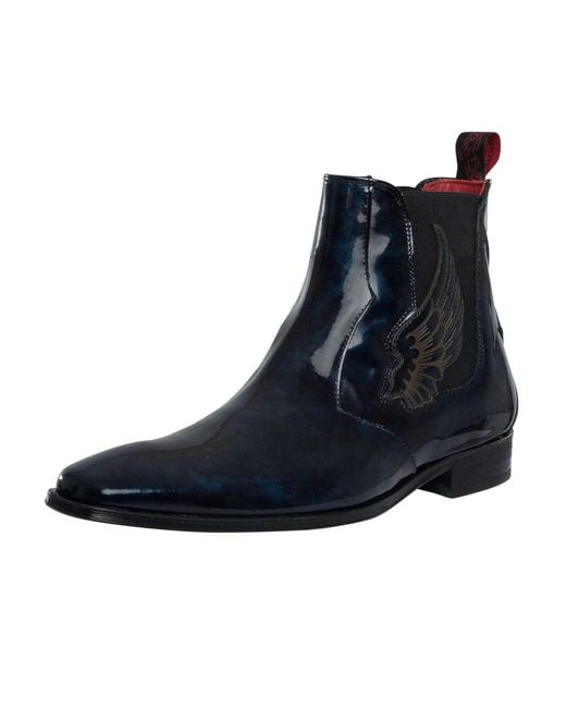 Jeffery West Blue Wings Leather Chelsea Boots for men