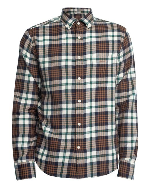 Gant Gray Regular Flannel Plaid Shirt for men