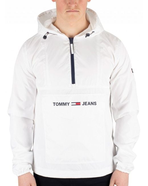 Tommy Hilfiger Classic White Nylon Shell Solid Popover Jacket for