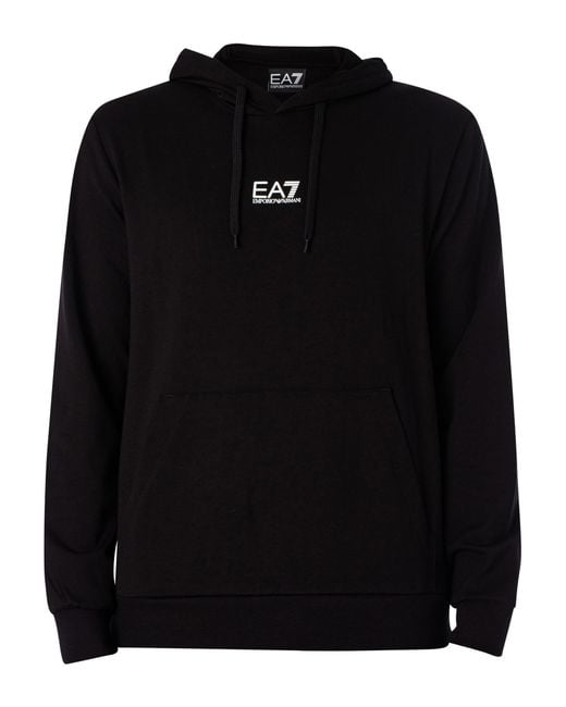 EA7 Black Jersey Pullover Hoodie for men