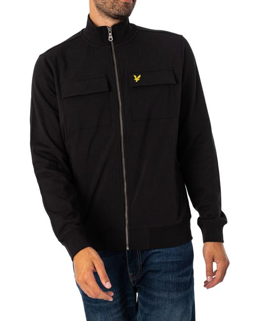 Lyle & Scott Black Hybrid Zip Track Jacket for men