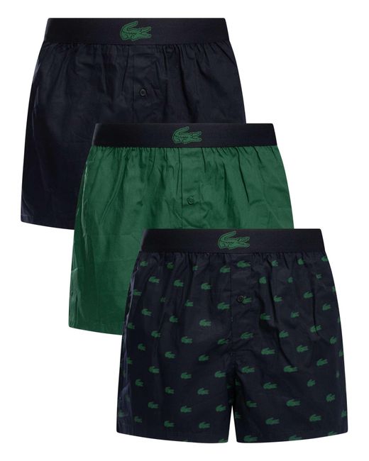 Lacoste Green 3 Pack Woven Boxer Trunks for men
