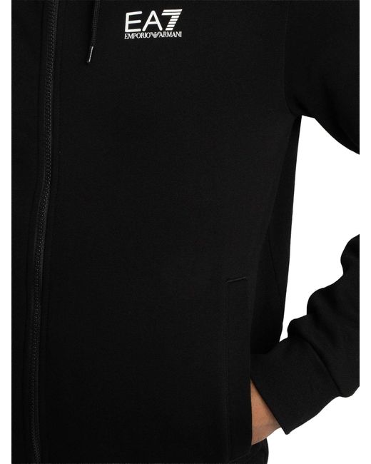 EA7 Black Train Core Zip Hoodie Tracksuit for men