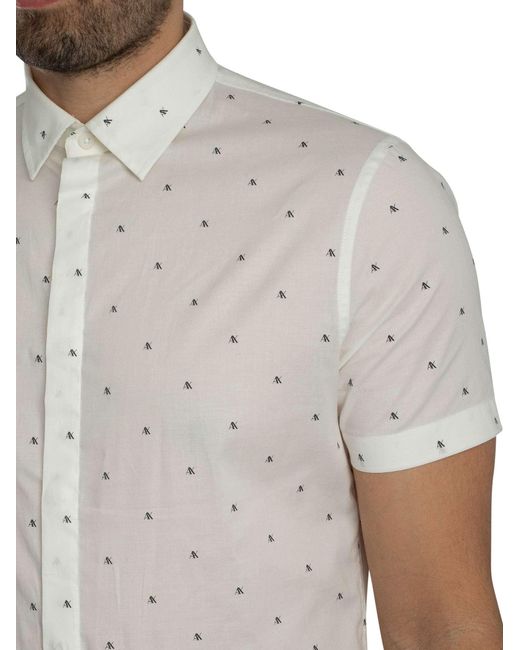 ARMANI EXCHANGE White Logo Pattern Slim Shirt for men