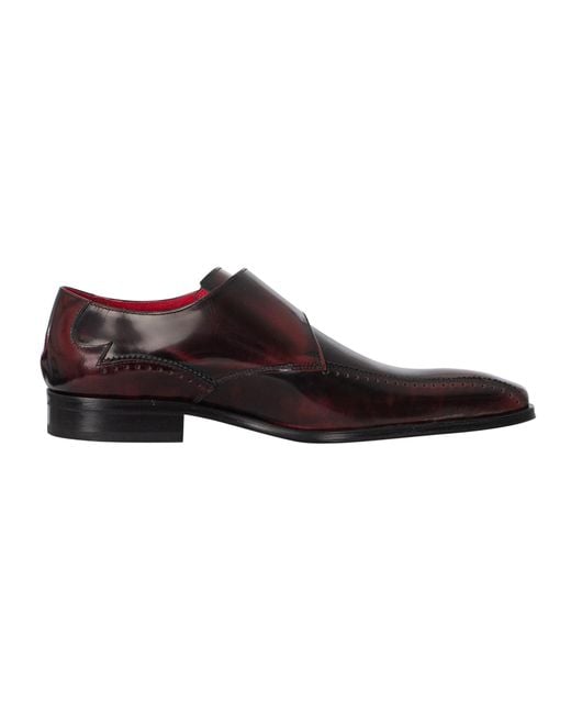 Jeffery West Brown Polished Leather Monk Shoes for men