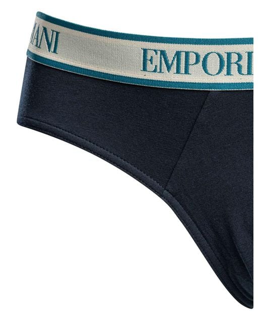 Emporio Armani Blue 3 Pack Cotton Stretch Briefs for men
