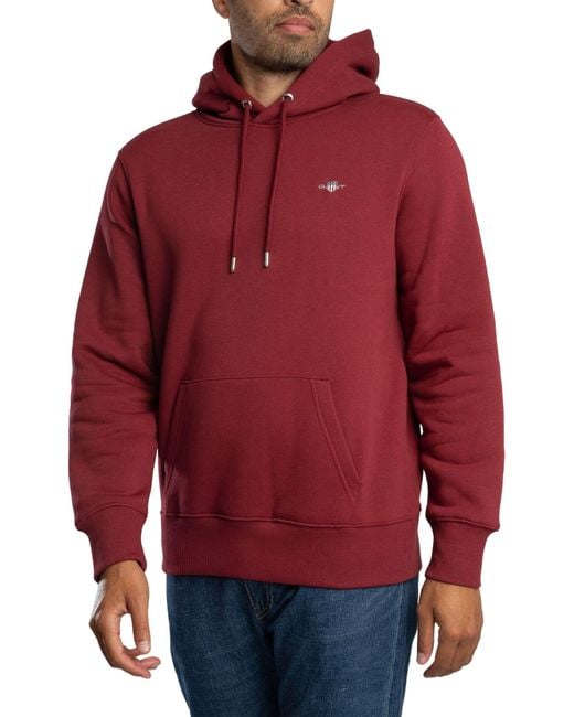Gant Red Regular Shield Pullover Hoodie for men
