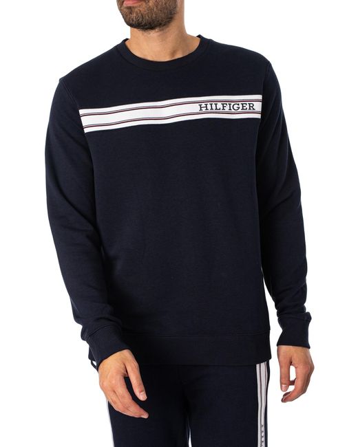 Tommy Hilfiger Blue Lounge Brand Line Sweatshirt for men